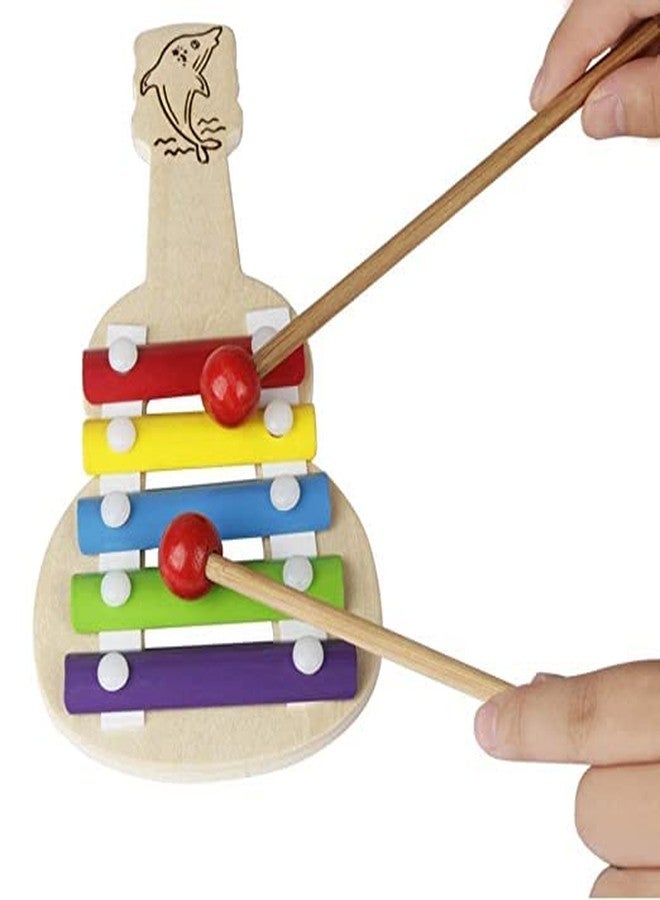 Shopfleet Wooden Guitar Xylophone 5 Nodes , Musical Instrument Toy for Kids - (Pack of 1) - Image 1